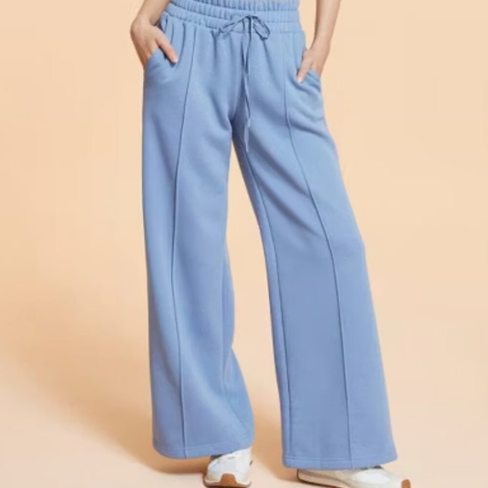 Blogilates Women's Travel Trouser High-Rise Wide Leg Sweatpants - Blue